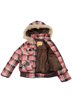 Brown Girls Plaid Winter Jacket