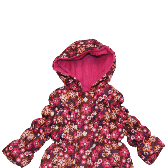 Girl Berry Floral Design Heavyweight Puffer Jacket